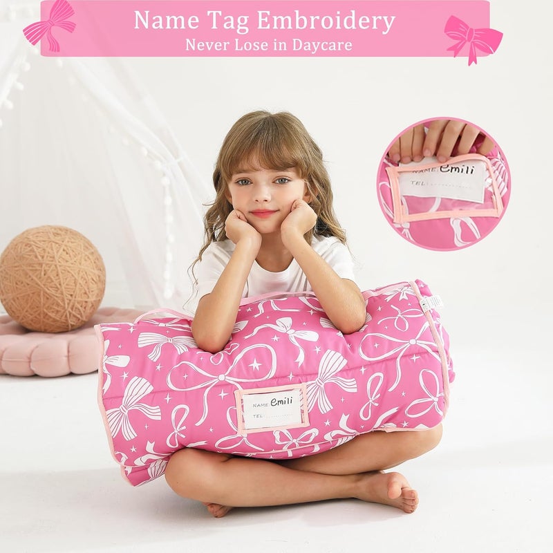 lasoftan Toddler Nap Mat for Preschool 50''x30'' Sleeping Mat with Removable Pillow and Minky Blanket for Kids Ages 3-7 Roll Up Soft Sleeping Bag for Boys Girls Kindergarten Daycare Sleepover - Image 4